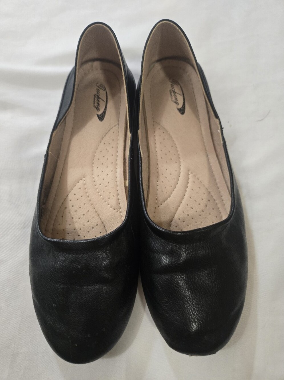 Black Women's Leather Slip-On Ballet Flats 7